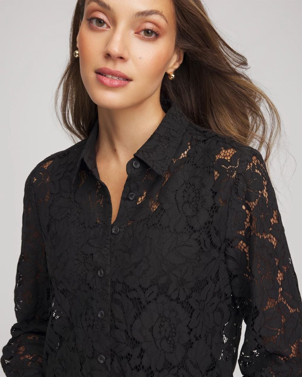 Classic-Fit Collared Lace Shirt | Chico's